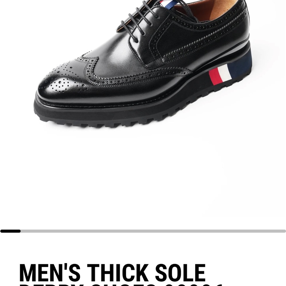 LEIZILEI Black Leather Oxford Shoes with Brogue Detailing - Picture 11 of 12